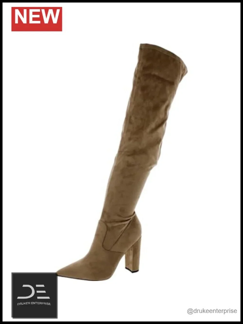GUESS Tall Over-the-Knee Suede Block Heel Boots Pointed Toe Equestrian Style